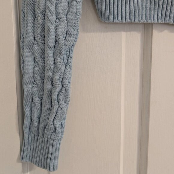 Brandy Melville Women’s Cropped Cable Knit Cotton Cardigan – Button Front, Small - Picture 3 of 8